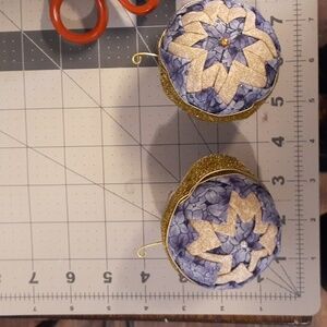 Two 2.5" Quilted Handmade Ornaments #2